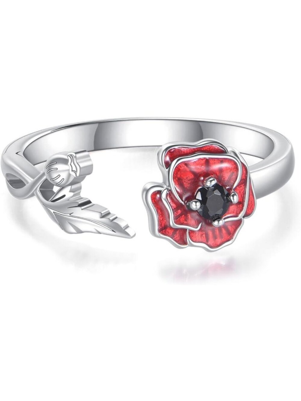 Sterling Silver Flower Rings for Women - Cherry Blossom & Lily Open Ring Jewelry